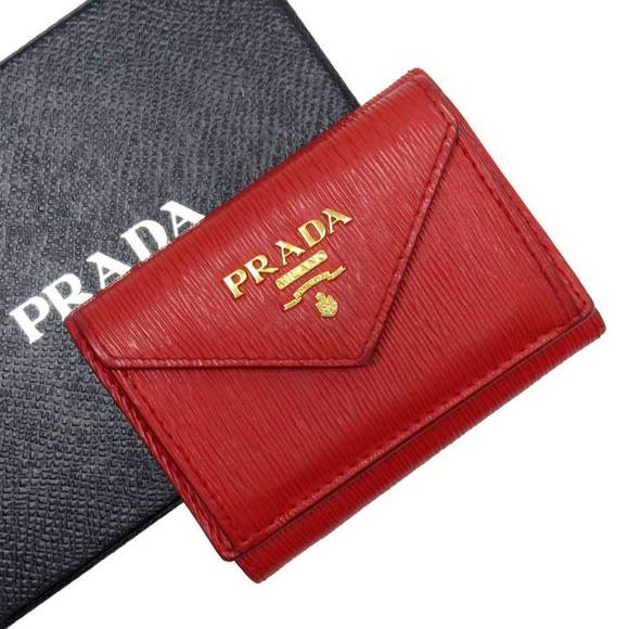 Prada Red Leather Wallet Tri Saffiano - Picture 1 of 3